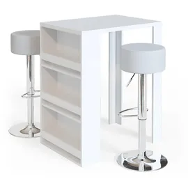Vicco Bartisch 80 x 57 cm Weiß mit 2 Barhockern