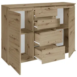 Bega Kommode BREST, 119 x 84 cm - 2 Türen 4 Schubladen, - Artisan Eiche Dekor
