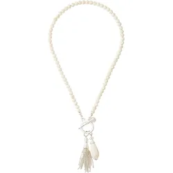 Kette mit Anhänger HEINE, Damen, Gr. N-Größe, Glas-Metall, beige (creme), Glas, Metall, modisch, Halsketten