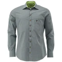 OS Trachten Trachtenhemd Wacodu Langarmhemd mit Hirsch-Stickerei auf der Brusttasche grün 49/50