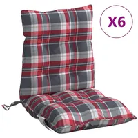 VidaXL Niedriglehner-Auflagen 6 Stk. Rot Karomuster Oxford-Gewebe