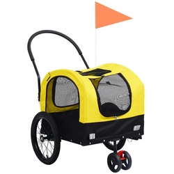 vidaXL Fahrradhundeanhänger 2-in-1 Fahrradanhänger für Hunde und Buggy Gelb und Schwarz gelb|schwarz