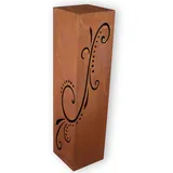 Rostikal Blumensäule Didra aus Edelrost 25 x 25 x 100 cm – Handgefertigte Rost Metall Gartendekoration – Stilvolles Ornament Design für Wohn und Gartendeko