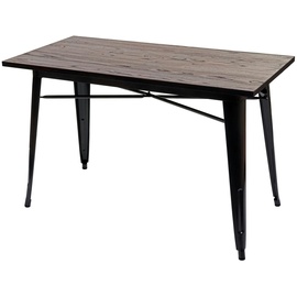 Mendler Esszimmertisch HWC-H10a, Tisch Bistrotisch, Metall Ulme Holz Industrial Gastronomie FSC® schwarz-braun 120x60cm