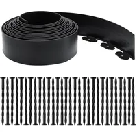 Flexible Rasenkante Kunststoff 10m,HöHe 10cm, StäRke 3mm,Mit 30 KunststoffnäGel,Beetbegrenzung Aus Kunststoff, Beetumrandung, Leicht Zu Verarbeiten(Black, 10M)