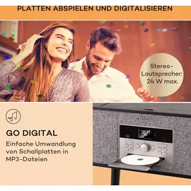 Auna Plattenspieler für Schallplatten, Plattenspieler mit Lautsprecher, MP3, , USB, Schallplattenspieler mit Bluetooth & Fernbedienung,... - Schwarz