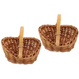 DECHOUS 2 Stücke Blumenkorb aus Rattan kühlkorb einkaufskorb storage baskets Blumenkorb Tischdekoration Miniatur Mini-Korbdekoration kleiner Korb Mini gewebter Aufbewahrungskorb Brown