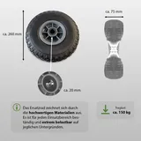 Baumarktplus 4x Sackkarrenrad Vollgummi 260x85 mm 3.00-4 PU Ersatzrad Rad Reifen Achslager 75 mm grau
