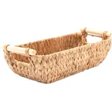 Decorasian Badkorb Aufbewahrung geflochten aus Wasserhyazinthe – Aufbewahrungskorb für Toilettenpapier oder auch Handtücher – lang und schmal für die Ablage im Bad - 2 Stück