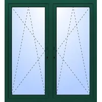 Balkontür zweiflügelig GEALAN "DANIEL" 2-fach Verglasung mit Pfosten (abschließbar) Moosgrün RAL 6005 innen öffnend Seitenunabhängig