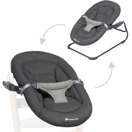 Bebeconfort Timba Baby, 2-in-1-Babywippe, ab Geburt – 6 Monate, 0–9 kg, Neugeborenenset für Hochstuhl Timba Baby, 2 Liegepositionen, besonders weich gepolsterter Sitz, 3-Punkt-Gurt, Tinted Graphite