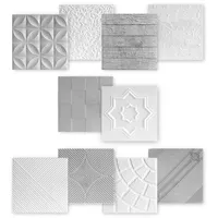 marbet design 3D Wandpaneel, (3D Wandpaneele Styropor Paneele weiß 50x50cm Wandverkleidung (1m) Schlafzimmer weiß und grau Akusikplatte)