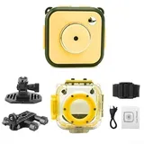 Kinderkamera, 1080P HD-Videokamera für Kinder, 17,2 x 10,3 x 6 cm, für Unterwasser-Selfies, Schwimmen, Strand, für Kinder (gelb)