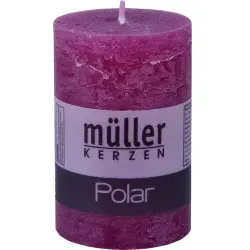 Müller Kerzen Polar Stumpenkerzen 90/58 mm, Raureif-Effekt 54609062BE , 1 Packung = 6 Stück, beere