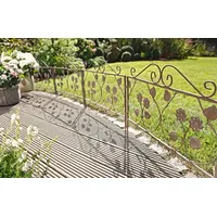 Dekoleidenschaft Steckzaun "Blume" aus Metall, braun, 57x45 cm, Dekozaun, Gartenzaun, Teichzaun, Beet-Begrenzung