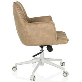 hjh living Homeoffice Stuhl gepolstert SOLAO LIFE W Schreibtischstuhl Drehstuhl höhenverstellbar, Stoffbezug Beige