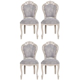 Casa Padrino Luxus Barock Esszimmer Stuhl 4er Set Grau / Hochglanz Beige 49,5 x 57 x H. 102,5 cm - Barockstil Küchen Stühle - Prunkvolle Luxus Esszimmer Möbel im Barockstil - Edel & Prunkvoll