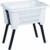 Spetebo - Wäschekorb Mit Klappbaren Füßen 60 X 40 Cm - Weiß - Kunststoff Stand Wäschebox Korb