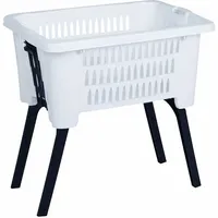 Spetebo - Wäschekorb Mit Klappbaren Füßen 60 X 40 Cm - Weiß - Kunststoff Stand Wäschebox Korb