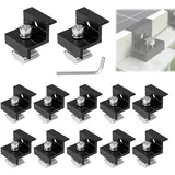 EXLECO 12 x Balkonkraftwerk Endklemmen 30-35mm Solarmodul Klemmen PV Modul Befestigung Solarpanel Alu Klemmen Stehfalzklemme Solar Modul Halterung Zubehör für Dachhalterung Solarschiene Profil Schwarz
