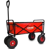 DMS® Bollerwagen Transportwagen Gartenwagen Gerätewagen Handwagen Luftbereifung Profilräder Transportkarre Gartenanhänger Ladekapazität ca. 120Kg Faltbar BW-04 (Rot)