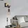 ETC Shop Wandleuchte hängend Wandlampe aus Holz mit Schraubzwinge schwarz, 1x E27, Textilkabel schwarz, 14x28x15cm, Flur Schlafzimmer Treppenhaus Wohnzimmer