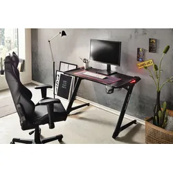 MCA furniture Gamingtisch »Gaming Tisch« MCA furniture schwarz + schwarz + Carbon Look