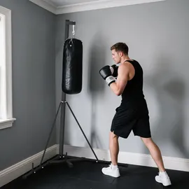 sportnow Boxsackständer höhenverstellbar freistehend klappbar bis 60 kg Stahl Schwarz