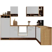 Respekta L-Küchenzeile Hilde LBBEKBL280EWC ohne E-Geräte 280 cm Weiß