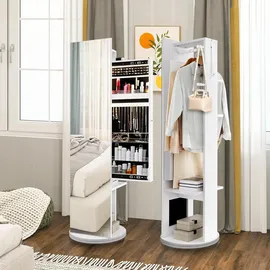 Costway Schmuckschrank mit Ganzkörperspiegel 360° drehbar