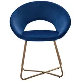 SAM Outillage Schalenstuhl Samtbezug blau Gestell gold LENNY