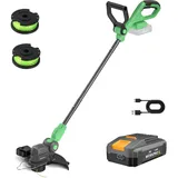 WORKPROX Akku Rasentrimmer 20V mit 4,0Ah Akku & Typ-C Ladekabel, 2-in-1 Kabelloser Rasenkantenschneide inkl. 2 x 5m Nylonfadenr, 30cm Schnittdurchmesser mit Drehbarer Trimmerkopf