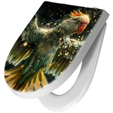 Primedeco WC-Sitz mit Absenkautomatik Motiv Fliegender Papagei (1-St), Absenkautomatik, Soft-Close grün