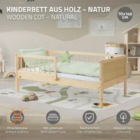 ML-Design Kinderbett ML-Design 70 x 140 cm Massivholz natur