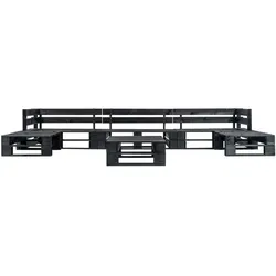 vidaXL 6-tlg. Garten-Paletten-Sofagarnitur Schwarz Holz