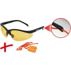 KS Tools Schutzbrille-gelb, mit Ohrstöpsel