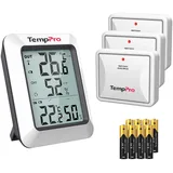 TempPro Funk Thermometer Hygrometer Innen Außen mit Außensensor
