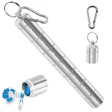 Tablettenbox 7 Tage, Pillendose Klein Rund mit 7 Teilbaren Fächer, Metall Wasserdichte Pillenbox Schlüsselanhänger Für Unterwegs,medikamentenbox,‌(Silber/Bunt - Zufällige Auswahl bei Lieferung)