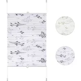 Woltu Plissee Faltrollo Klemmfix ohne Bohren 70x130 cm Grau, Plisseerollo Easyfix mit Klemmträger, Fensterrollo mit Zweigmotiv Blickdicht Sichtschutz Sonnenschutz, Jalousie Rollo für Tür & Fenster