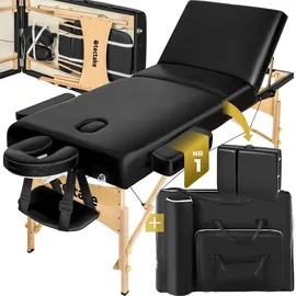 Tectake tectake® 3 Zonen Massageliege Breite 70 cm, Polsterung 10 cm mit Holzgestell, 218 x 102 x 90 cm