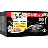 Sheba Mini-Netze in Sauce, Auswahl mit Geflügel, Schalen für ausgewachsene Katzen, 4 Sorten, Mega-Pack, 32 x 85 g)