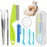 LuxusKollektion Zeckenpinzette Zeckenentferner Set Hunde Katze Zeckenzange Zeckenhebel Blau und Grün bunt