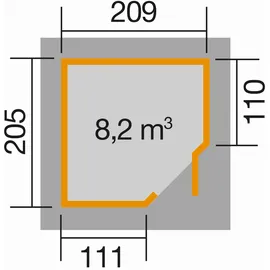 Weka Gartenhaus 229 A 2,09 x 2,05 m grau