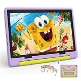 Laptok Kinder Tablet 10 Zoll,Android 15 Tablet mit 20 GB RAM+64GB ROM(TF 1TB), Kindersicherung, Wi-Fi 6G, Widevine L1, 5000mAh, Sturzsicherer Schutzhülle, Tolles Geschenk für Kinder Lila
