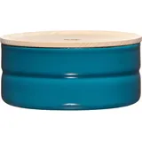 RIESS Vorratsdose mit Eschenholzdeckel Ø13cm 0,5l Blue Emaille