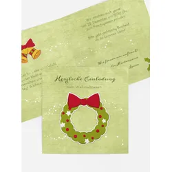 Weihnachtseinladung geschäftlich selbst gestalten mit Spruch und Fotos im Onlinedesigner bei Meine-Kartenmanufaktur.de