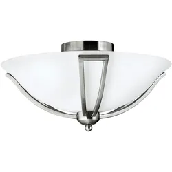 Licht-Erlebnisse Licht Erlebnisse Elegante Deckenleuchte VERVE Weiß Nickel gebürstet Glas Schirm Lampe ED1/3/0035