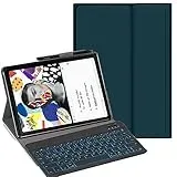 YHFZR Tastatur Hülle für Samsung Galaxy Tab S6 Lite, [Deutsches QWERTZ] Slim Hülle mit 7 Farben Beleuchtung Kabellose Tastatur mit Schützhülle für Samsung Tab S6 Lite 2024/2022 10,4'' P620/P619, Grün
