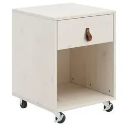 LIFETIME Rollcontainer Original Massivholz Kiefer H:58cm/B:42cm/T:40cm Weiß mit Schubkasten rollbar