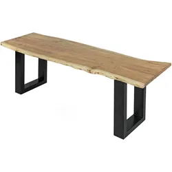 Sitzbank Baumkante 140 cm natur massiv Akazie schwarz